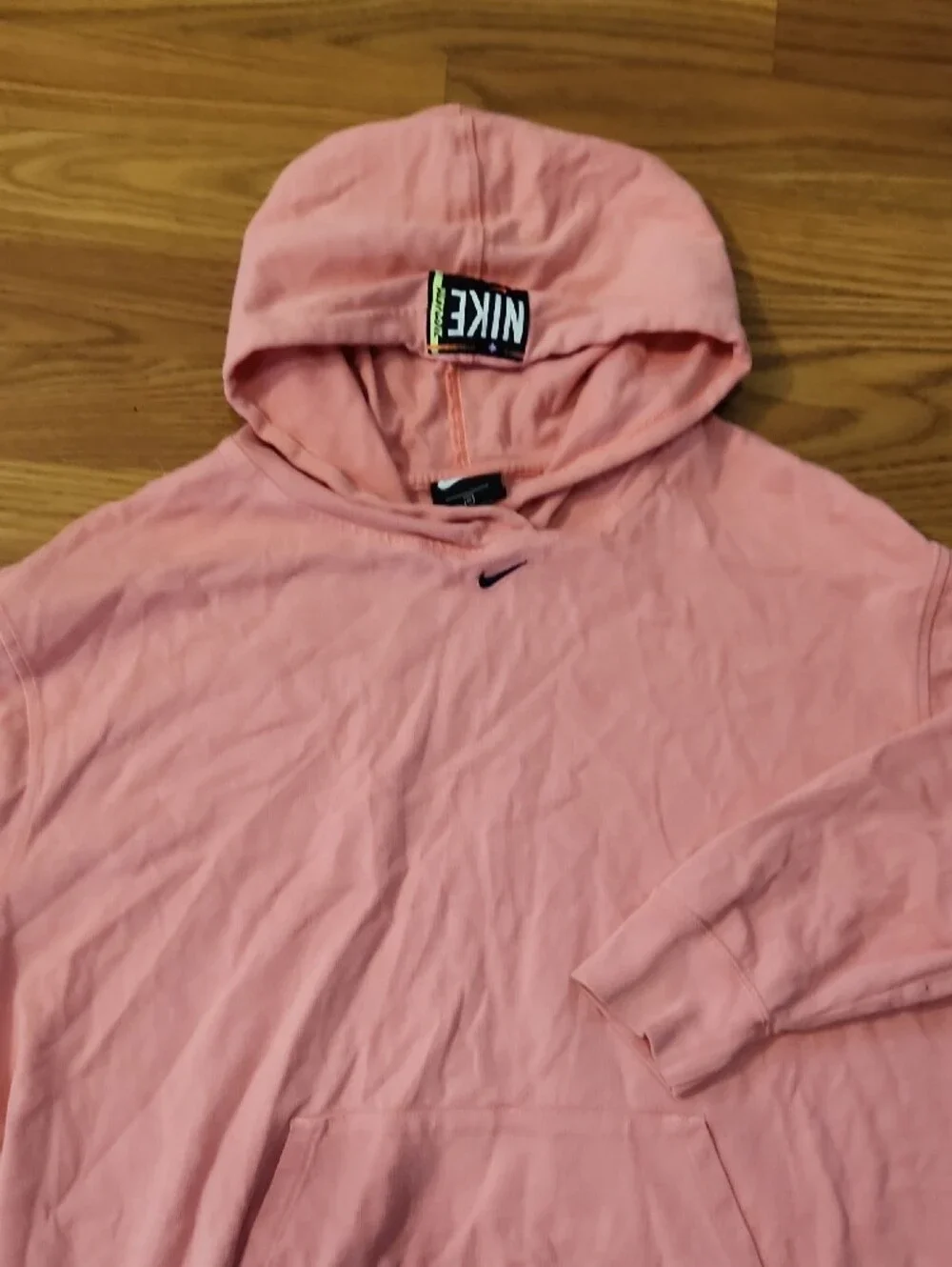 Nike Just Do It  100% Cotyon Coral Hoodie with Color-Block Logo Patch Sz 1X